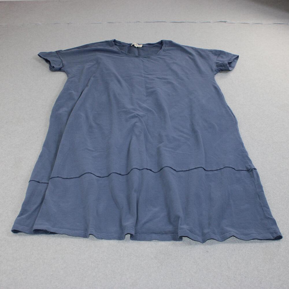 Listicle Dress Women Large Blue Midi Trapeze Swing Jersey Casual Comfy Lagenlook